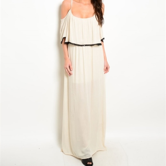 flowy cream maxi dress